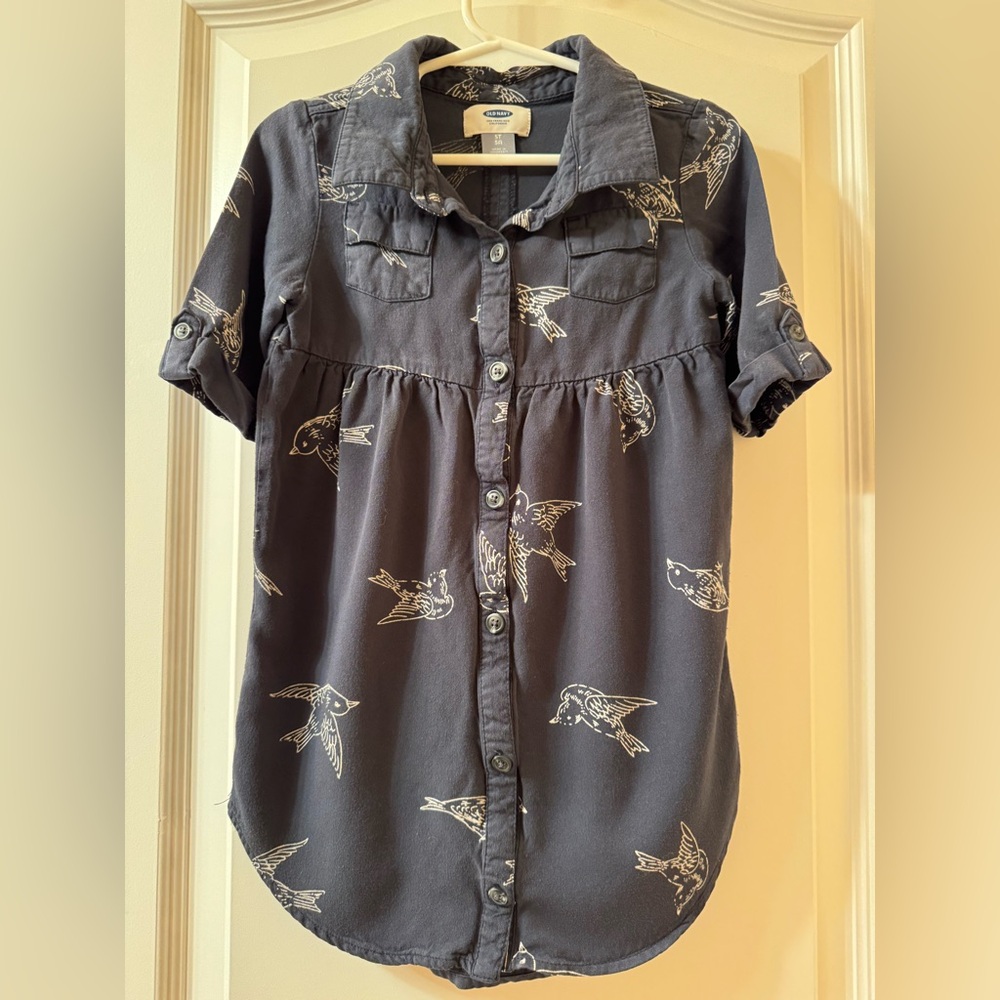 Old Navy Bird Print Shirt Dress Size Girls 5T